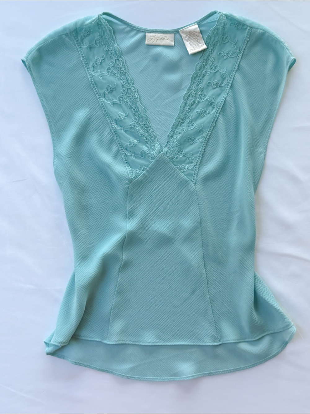 Y2K Aqua Blue Crinkly Top
